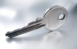 A close up of a key